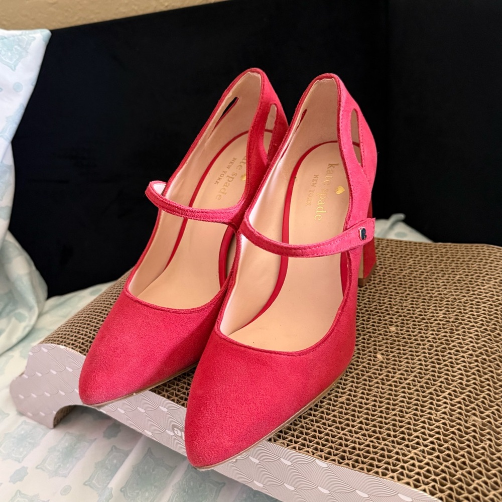 Kate Spade New York Maren pointed-toe pumps in red sued